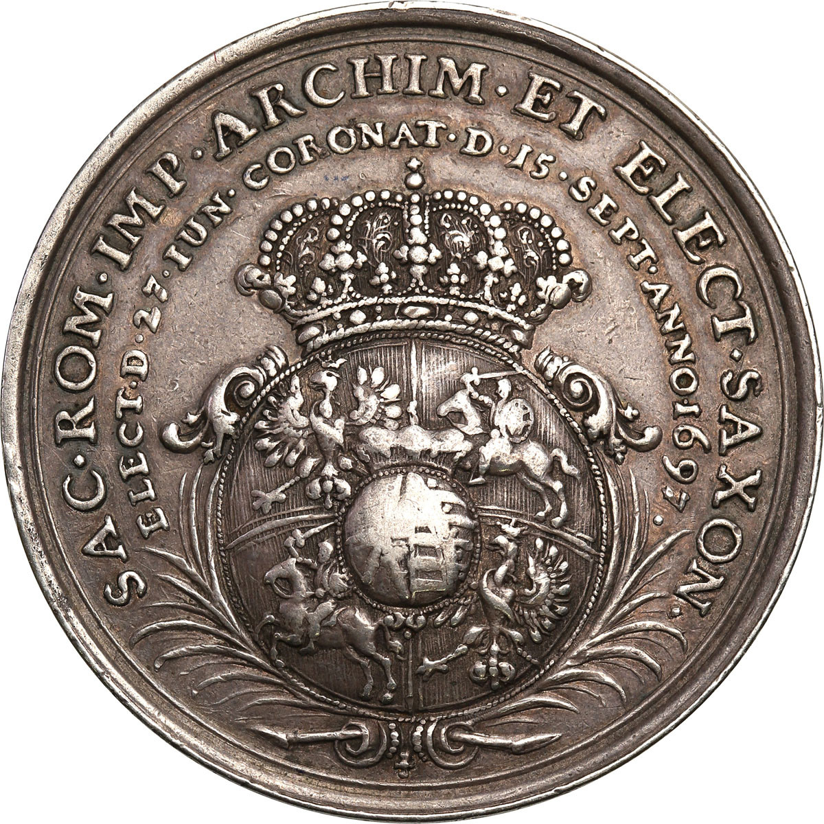 August II Mocny. Medal koronacyjny 1697 - Srebro
